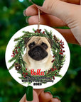 Personalized Custom Round Shaped Ceramic Photo Christmas Ornament - First Christmas