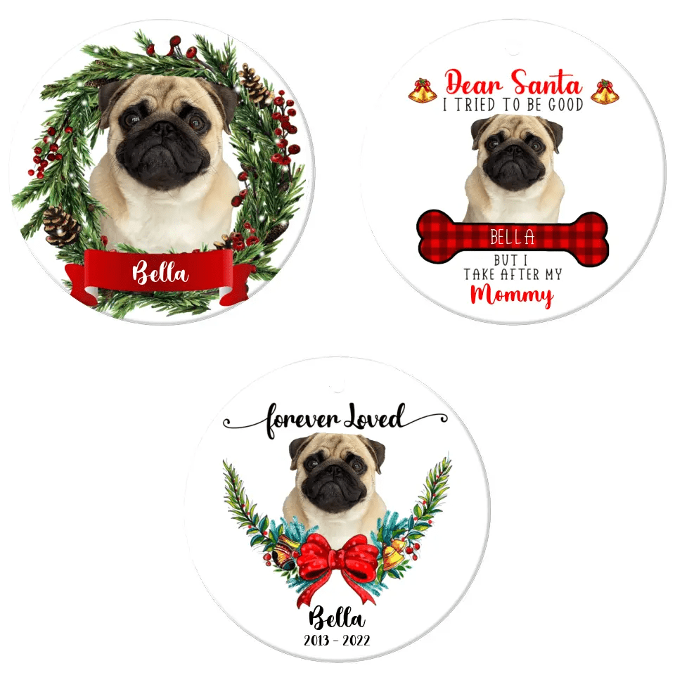 Personalized Custom Round Shaped Ceramic Photo Christmas Ornament - First Christmas