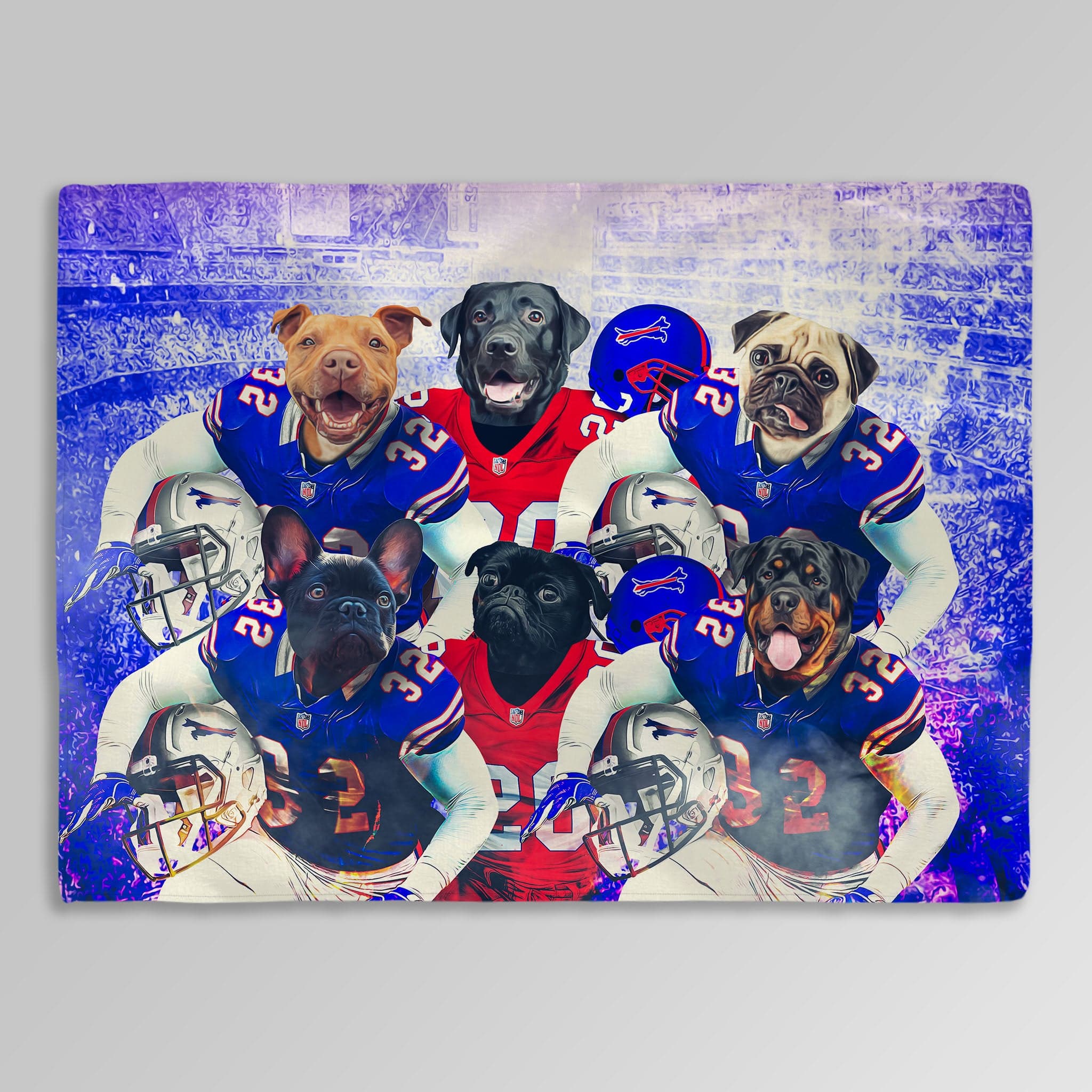 &#39;Buffalo Doggos&#39; Personalized 6 Pet Blanket