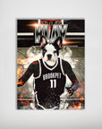 Personalized 'Brookpet Nets' poster featuring a French Bulldog in a black basketball jersey with "BROOKPET 11" and "KLAY" text.