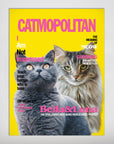 Personalized 'Catmopolitan' poster featuring two cats, Bella and Luna, on a vibrant yellow background.