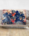 Personalized custom blanket with 6 dogs in Chicago Bears football uniforms.