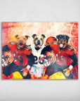 Personalized 3-pet poster featuring a pit bull, bulldog, and rottweiler in Cincinnati football uniforms.