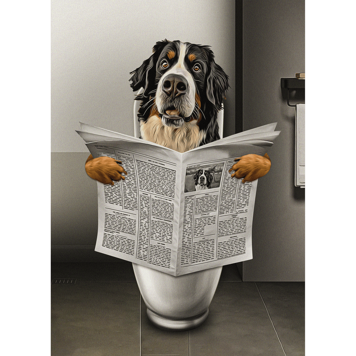 'The Throne' Personalized Bathroom Digital Portrait doggovinci
