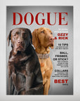Custom 'Dogue' poster featuring a chocolate lab and a golden dog, designed like a magazine cover.