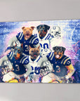 Custom 5 pet canvas featuring dogs in Indianapolis Colts football uniforms, vibrant stadium background.