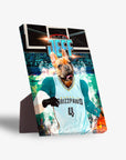 Personalized Memphis Grizzpaws pet standing canvas featuring a French bulldog in a teal basketball jersey.