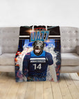 Personalized minky pet blanket featuring a black lab in a "Minnedogsta" basketball jersey.