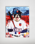 Personalized pet poster featuring a Border Collie in a Minnesota Twins baseball uniform, holding a bat.