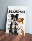Personalized 'Playdog' canvas featuring a black & white Border Collie and a brown & white Jack Russell Terrier.