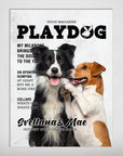 Personalized 'Playdog' magazine cover poster featuring a black and white Border Collie and a brown and white Jack Russell.