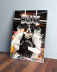 Custom 'San Andoggo Spurs' pet canvas featuring a Border Collie in a basketball jersey.