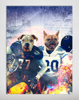 Personalized 'Tennessee Doggos' poster featuring two pets as football players in blue jerseys.