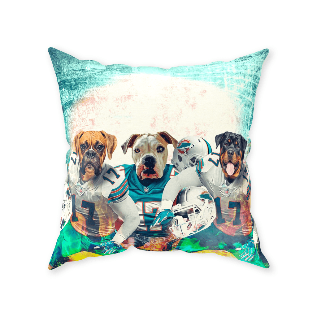 &#39;Miami Doggos&#39; Personalized 3 Pet Throw Pillow