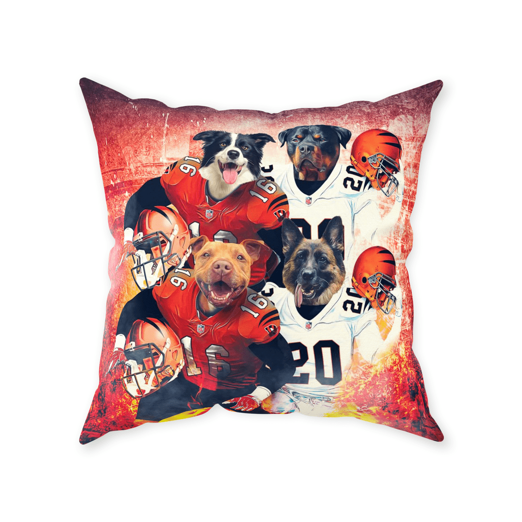 &#39;Cincinnati Doggos&#39; Personalized 4 Pet Throw Pillow