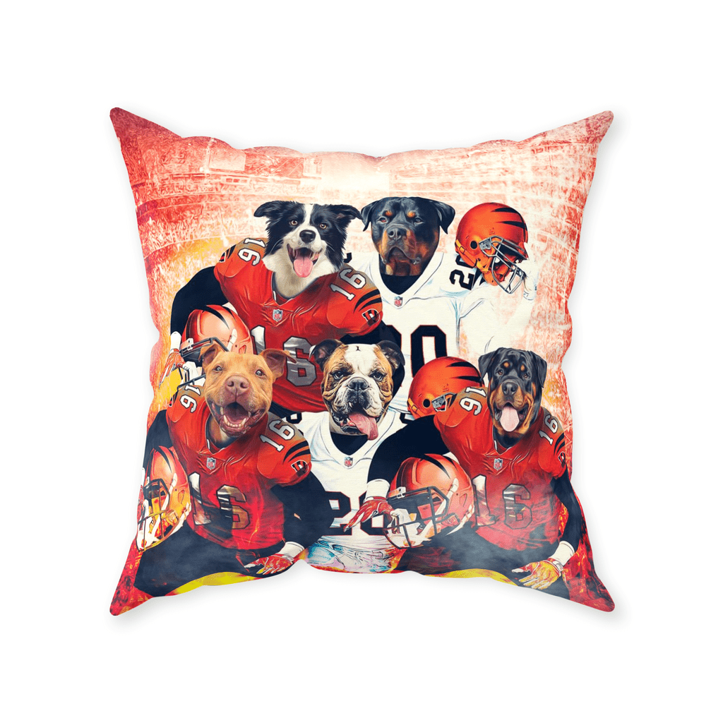 &#39;Cincinnati Doggos&#39; Personalized 5 Pet Throw Pillow