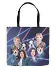 '1980s Lazer Portrait 2 Pet & Humans(Females)' Personalized Tote Bag