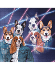 '1980's Lazer Portrait (Females)' Personalized 3 Pet Puzzle
