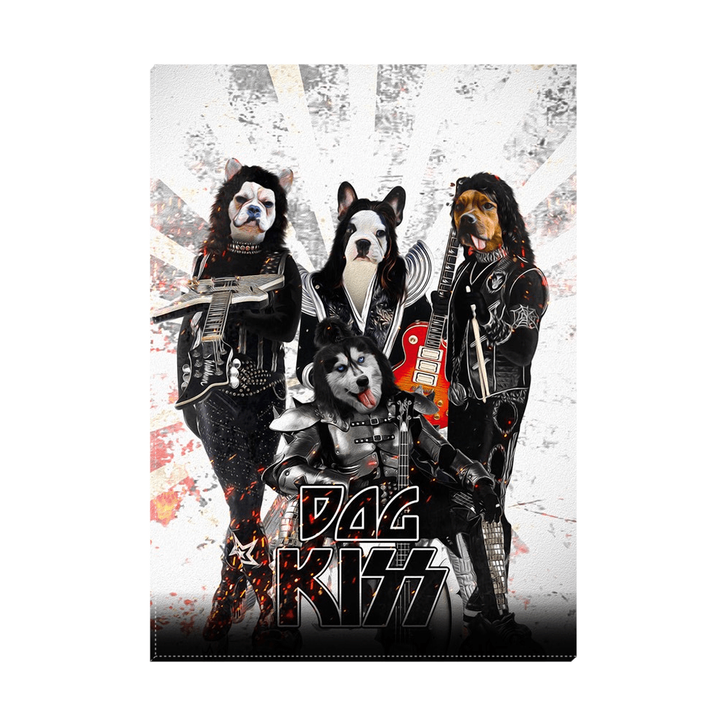 &#39;Kiss Doggos&#39; Personalized 4 Pet Standing Canvas