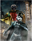 'Bat Dog & Robin' Personalized 2 Pet Puzzle