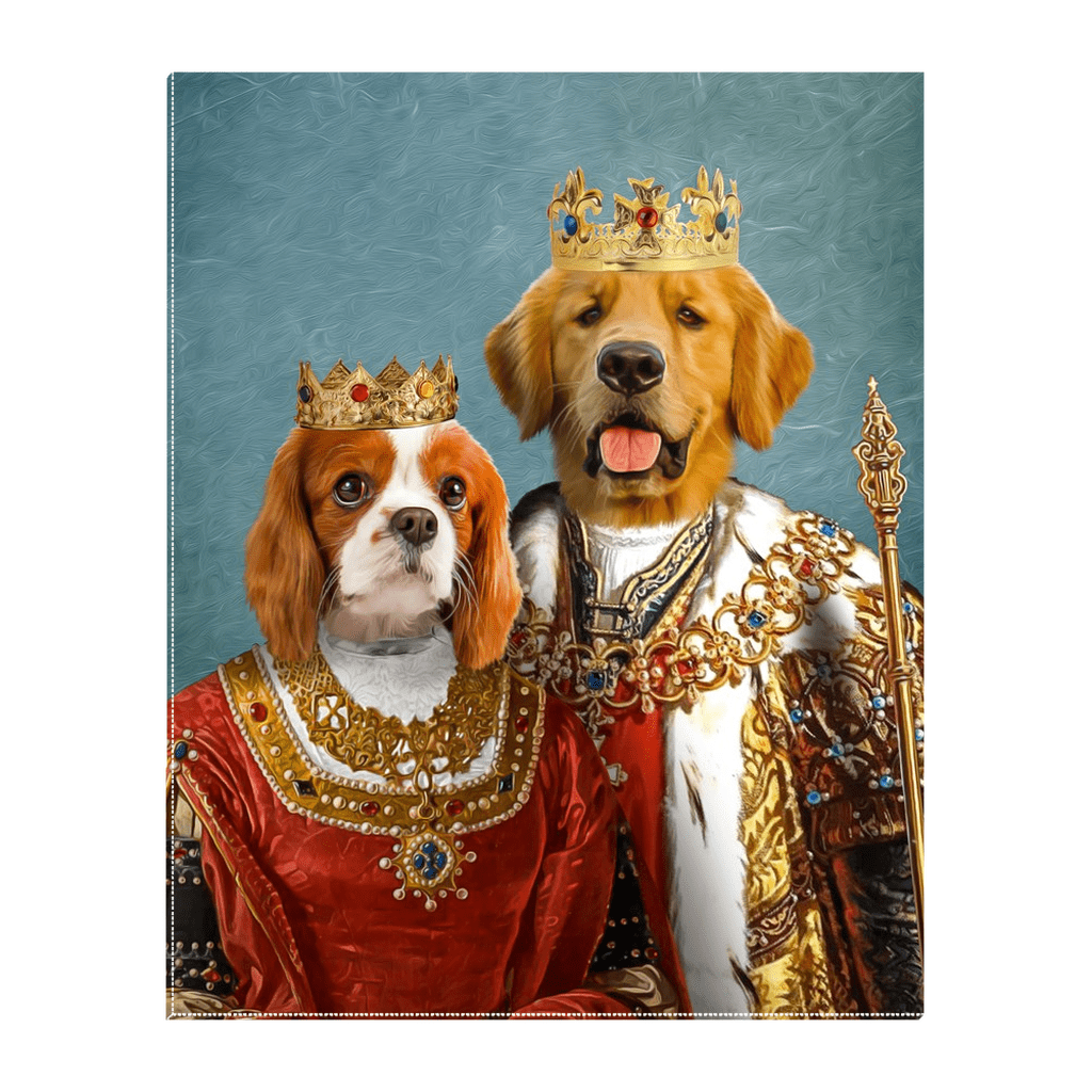 &#39;King and Queen&#39; Personalized 2 Pet Standing Canvas