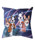 '1980's Lazer Portrait (Females)' Personalized 3 Pet Throw Pillow