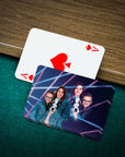 '1980s Lazer Portrait 1 Pet/Humans' Personalized 3 Pet Playing Cards