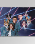 '1980s Lazer Portrait 2 Pet & Humans' Personalized Blanket