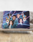 '1980s Lazer Portrait 2 Pet & Humans' Personalized Blanket