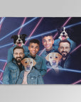 '1980s Lazer Portrait 2 Pet & Humans(Males)' Personalized Blanket