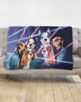 '1980s Lazer Portrait (2 Females/1 Male)' Personalized 3 Pet Blanket