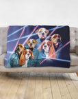 '1980's Lazer Portrait (2 Males/1 Female)' Personalized 3 Pet Blanket