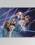 '1980's Lazer Portrait (Males)' Personalized 3 Pet Blanket