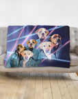 '1980's Lazer Portrait (Males)' Personalized 3 Pet Blanket