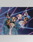 '1980's Lazer Portrait (4 Males)' Personalized 4 Pet Blanket