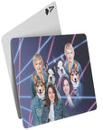'1980s Lazer Portrait 2 Pet & Humans(Females)' Personalized 4 Pet Playing Cards