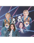 '1980s Lazer Portrait 2 Pet & Humans(Females)' Personalized Blanket