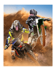 'The Motocross Riders' Personalized 2 Pet Standing Canvas