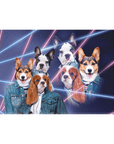 '1980s Lazer Portrait (Females)' Personalized 3 Pet Standing Canvas