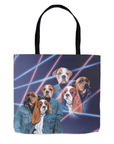 '1980's Lazer Portrait (2 Males/1 Female)' Personalized 3 Pet Tote Bag