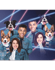 '1980s Lazer Portrait 2 Pet & Humans' Personalized Poster