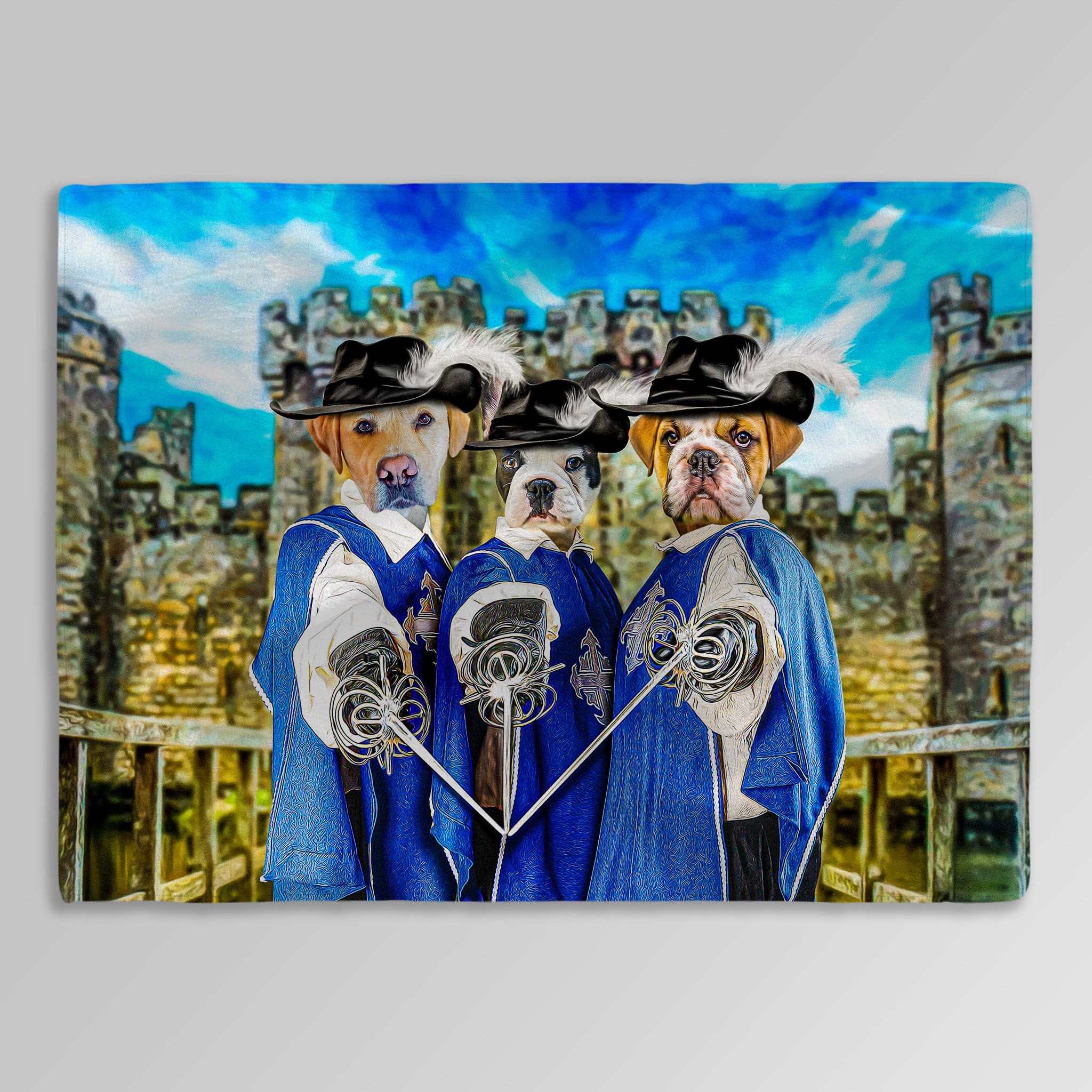 &#39;The 3 Musketeers&#39; Personalized 3 Pet Blanket