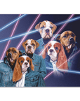 '1980's Lazer Portrait (2 Males/1 Female)' Personalized 3 Pet Poster