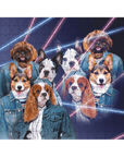'1980's Lazer Portrait (4 Females)' Personalized 4 Pet Puzzle