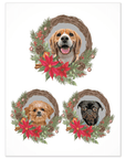 3 Pet Personalized Christmas Wreath Poster