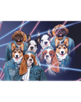 '1980s Lazer Portrait (4 Females)' Personalized 4 Pet Standing Canvas