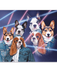 '1980's Lazer Portrait (Females)' Personalized 3 Pet Poster