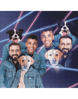 '1980s Lazer Portrait 2 Pet & Humans(Males)' Personalized Puzzle