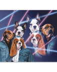 '1980s Lazer Portrait (2 Females/1 Male)' Personalized 3 Pet Poster