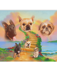 'The Rainbow Bridge 3 Pet' Personalized 3 Pet Blanket